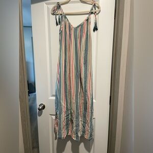 Old Navy Striped Midi Dress with Tie Straps